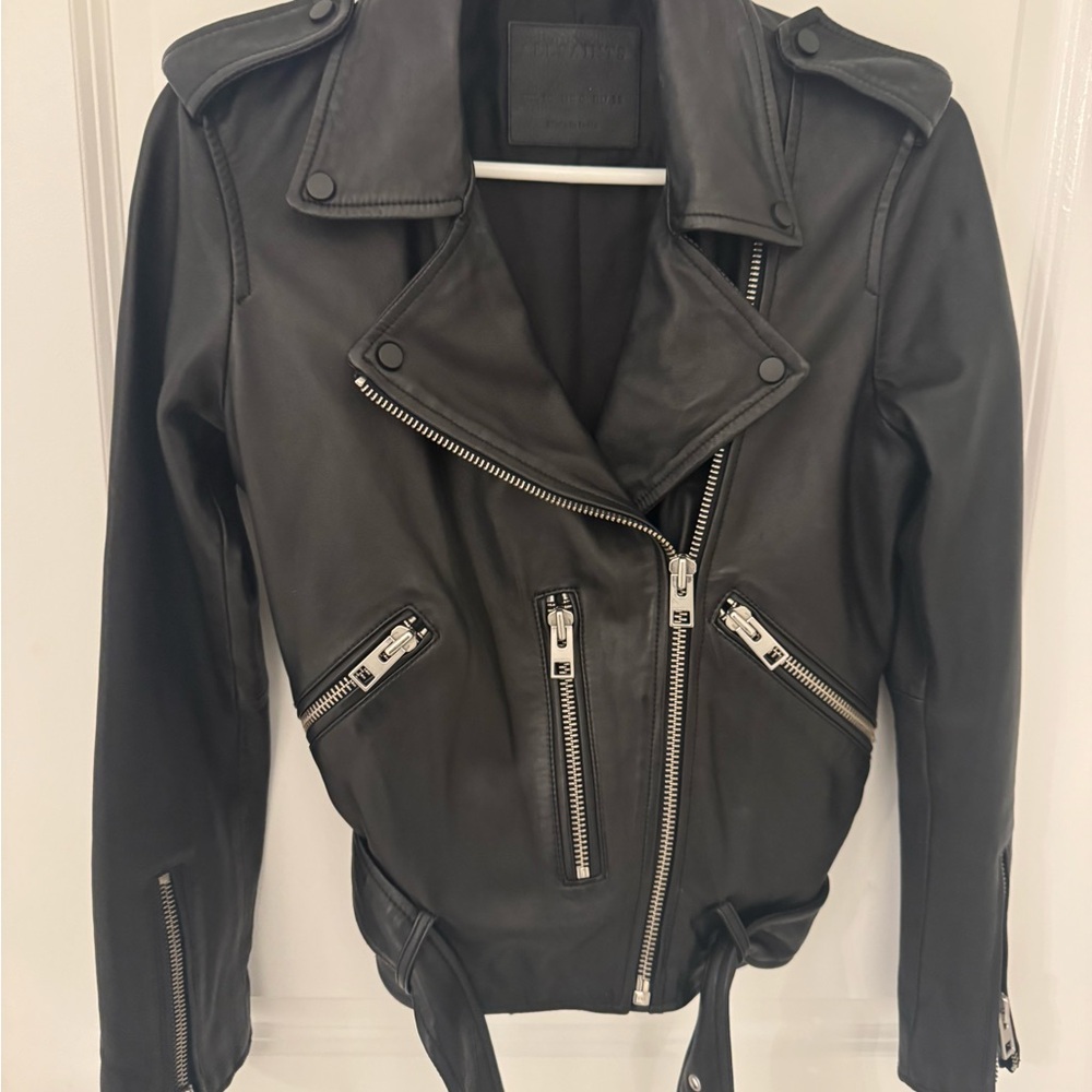 All Saints Black Leather Women's Jacket - excellent condition